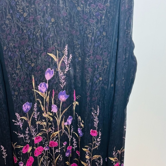 Lola P Flowy Black & Floral 2 layer‎ Sleeveless Dress Size 2X - Picture 2 of 14